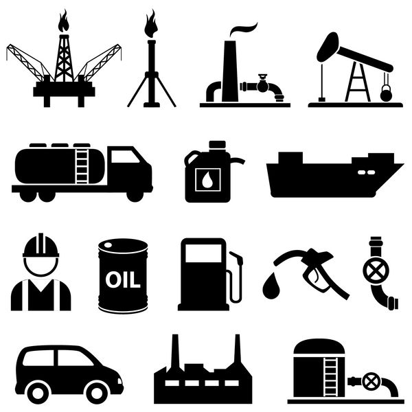 مجموعه نماد روغن سوخت نفت و بنزین