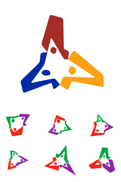 مجموعه آیکون مثلث الگوی وکتور رنگارنگ سه نفره می توانید در مفهوم رقص فعالیت ورزش قسمت بازی بچه ها عشق و سازماندهی الگو استفاده کنید