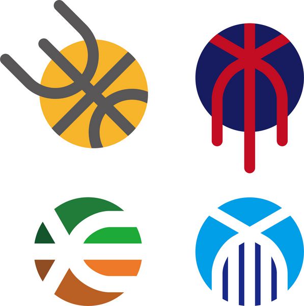 مجموعه قالب لوگوی وکتور توپ نماد بسکتبال انتزاعی نماد گرد جدا شده مفهوم تجاری می توانید از ورزش و بازی استفاده کنید