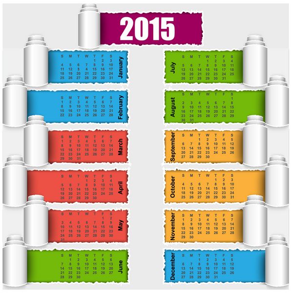 طرح تقویم کاغذ پاره 2015