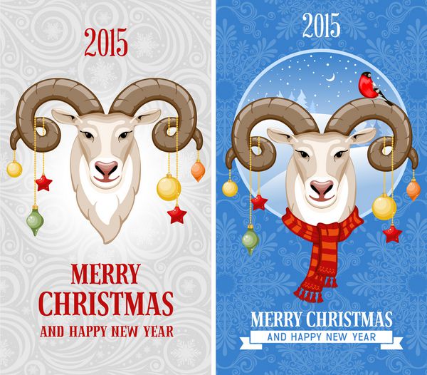 کارت تبریک کریسمس با بز نماد سال 2015