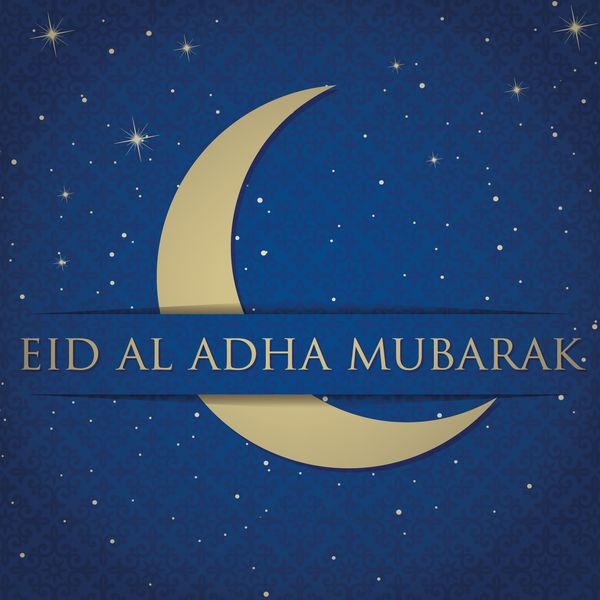 کارت هلال ماه طلایی عید قربان مبارک در قالب وکتور