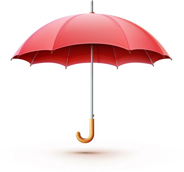 وکتور از چتر قرمز باز و زیبای کلاسیک جدا شده در پس زمینه سفید