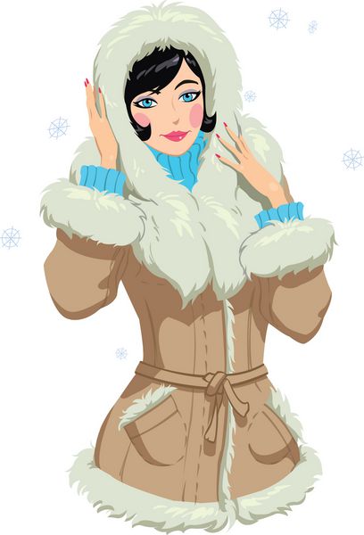 وکتور از یک خانم زیبا با لباس زمستانی