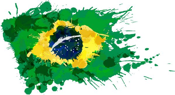 پرچم برزیل ساخته شده از پاشش های رنگارنگ