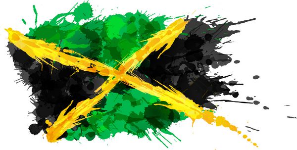 پرچم جامائیکا ساخته شده از چلپ چلوپ های رنگارنگ