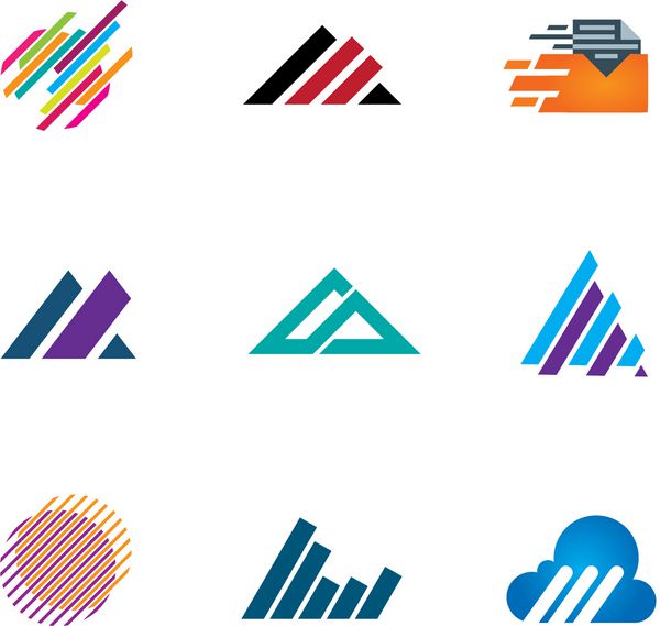نمادهای سرعت آرم مثلث سریع نماد طراحی حرفه ای خط الهام بخش