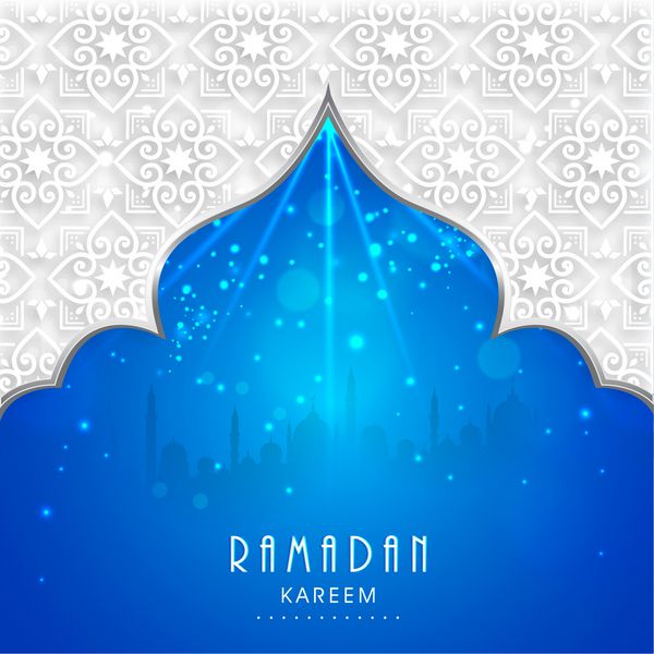 نمایی از مسجد در زمینه شب آبی براق برای ماه مبارک جامعه مسلمانان رمضان کریم