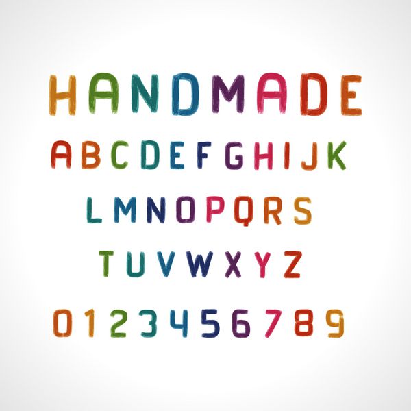 فونت الفبای دستی حروف و اعداد را تایپ کنید عناصر طراحی وکتور