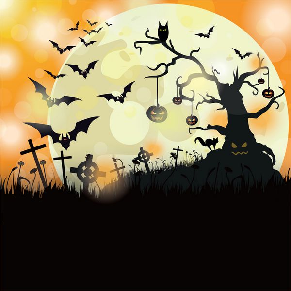طرح بروشور هالووین با ماه بزرگ فایل وکتور
