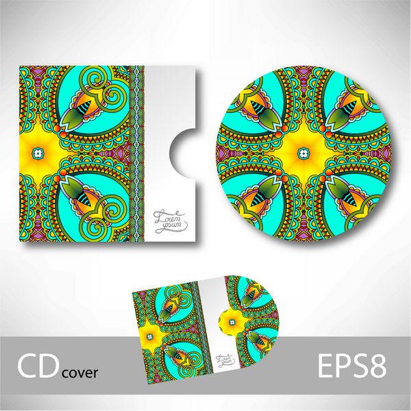 قالب طراحی جلد سی دی با تزئینات قومی اوکراینی برای کسب و کار شما الگوی پیزلی وکتور