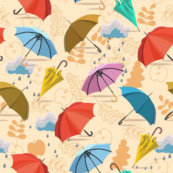 چتر الگوی بدون درز وکتور طرح ابله پاییزی فصل باران