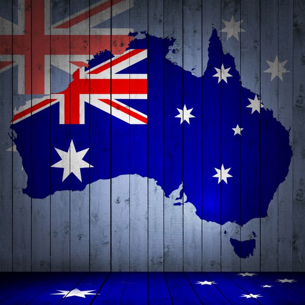 نقشه پرچم استرالیا و پس زمینه چوبی