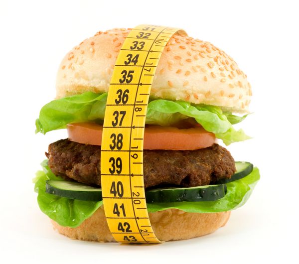 همبرگر با مفهوم رژیم غذایی متر