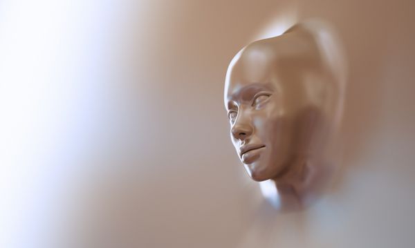 تصویر انتزاعی سه بعدی از چهره یک زن جوان