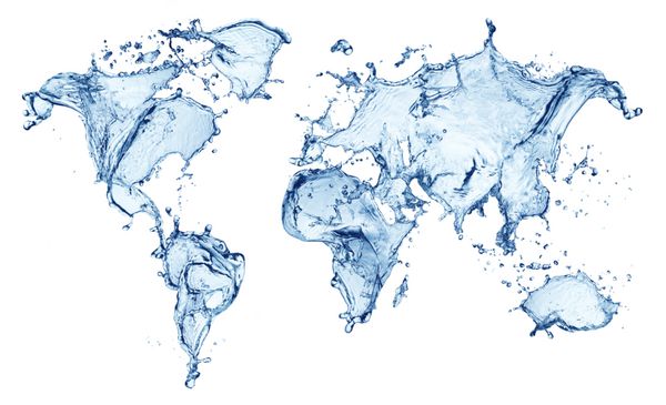 پاشش آب آبی نقشه جهان جدا شده