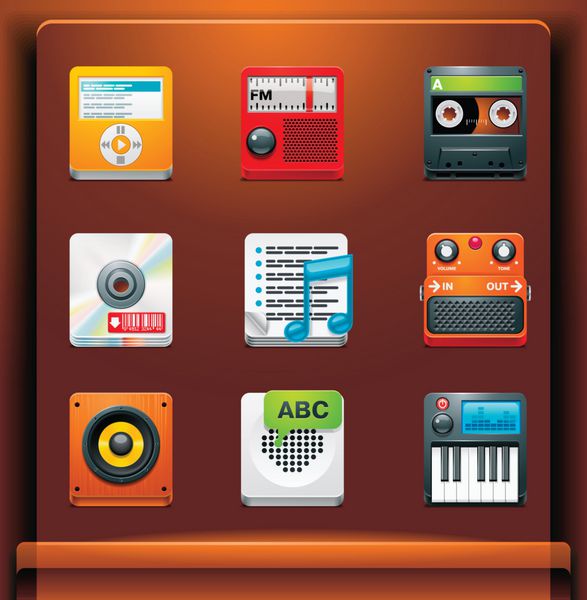 چند رسانه ای نمادهای خدمات برنامه های دستگاه های تلفن همراه قسمت 5 از 12