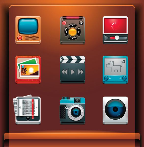 چند رسانه ای نمادهای خدمات برنامه های دستگاه های تلفن همراه قسمت 6 از 12