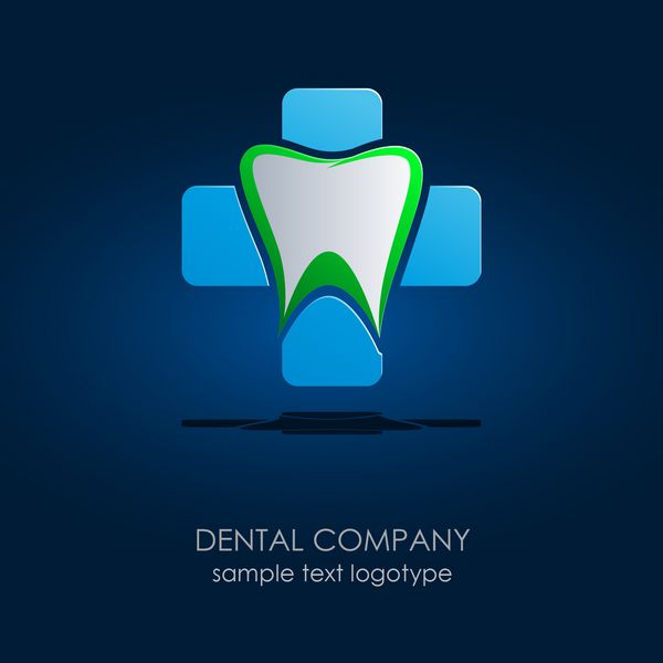لوگوی دندانپزشکی روی زمینه آبی Vecto