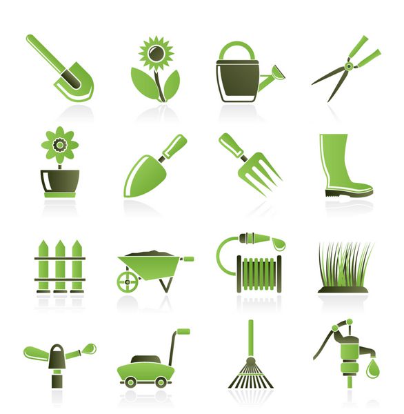 نمادهای ابزار و اشیاء باغ و باغبانی
