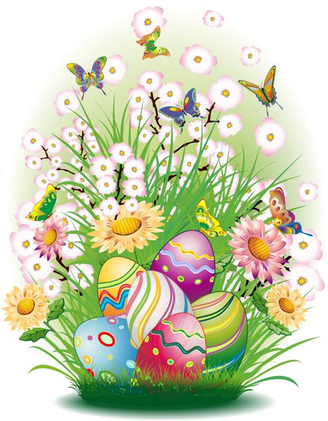 Pasqua-Uova e Sfondo Natura-تخم مرغ عید پاک و گل های بهاری