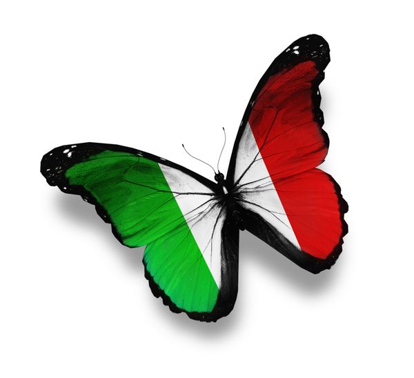 پروانه پرچم ایتالیا جدا شده روی سفید
