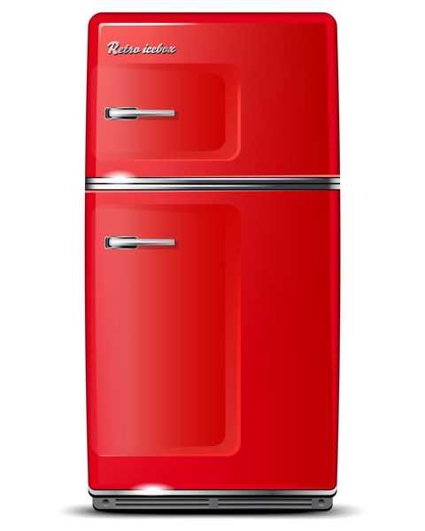 یخچال رترو قرمز - جدا شده روی سفید - فایل وکتور