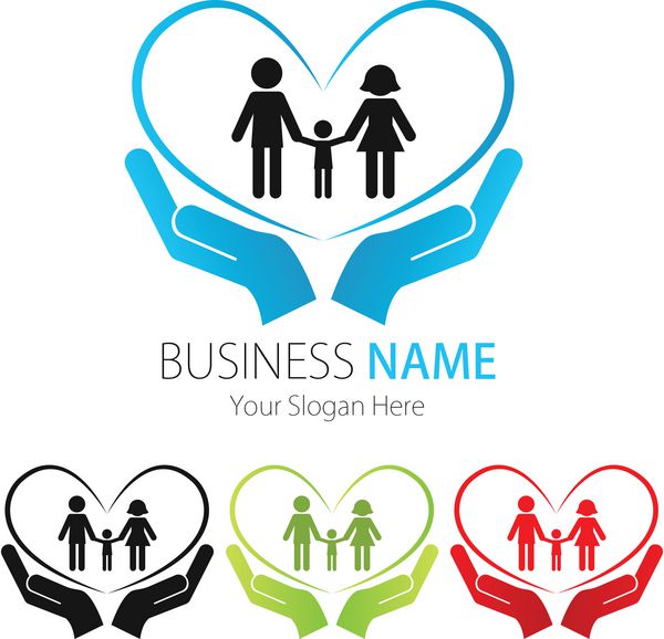 طراحی لوگوی شرکت کسب و کار وکتور قلب مردم خانواده