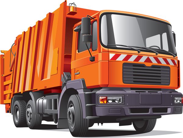 کامیون زباله نارنجی رنگ
