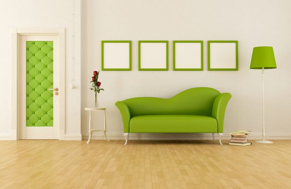 اتاق نشیمن کلاسیک سبز