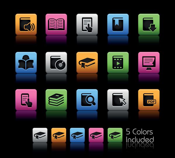 نمادهای کتاب فایل وکتور شامل 5 رنگ است