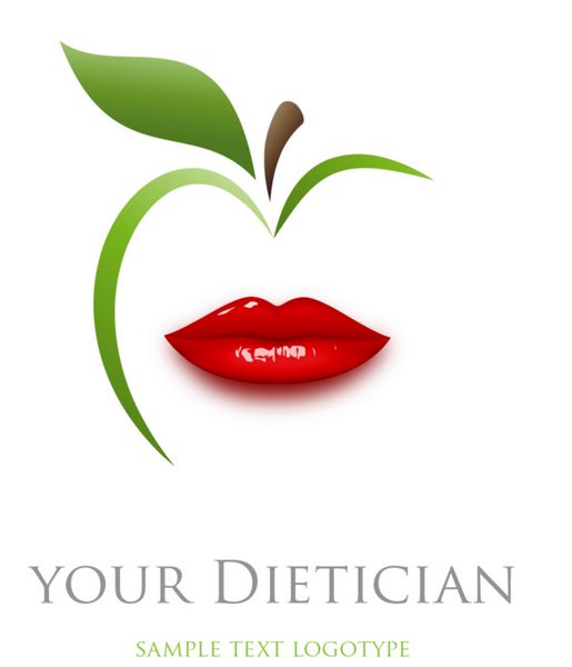 رژیم غذایی لوگو متخصص تغذیه دهان و سیب سبز وکتور