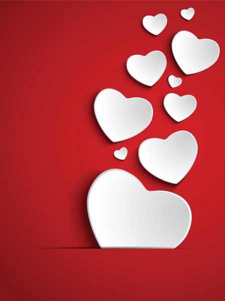 قلب روز ولنتاین در پس زمینه قرمز