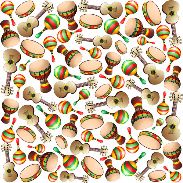 گیتار Maracas Bongo Pattern-Strumenti a Percussione Sfondo