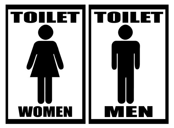 علامت دستشویی مرد زن روی سفید