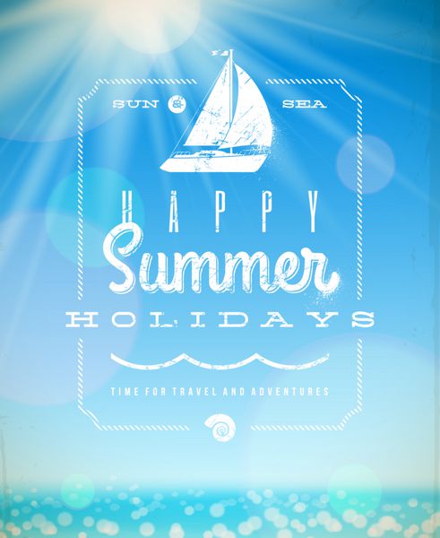 نماد حروف تعطیلات تابستانی با قایق بادبانی