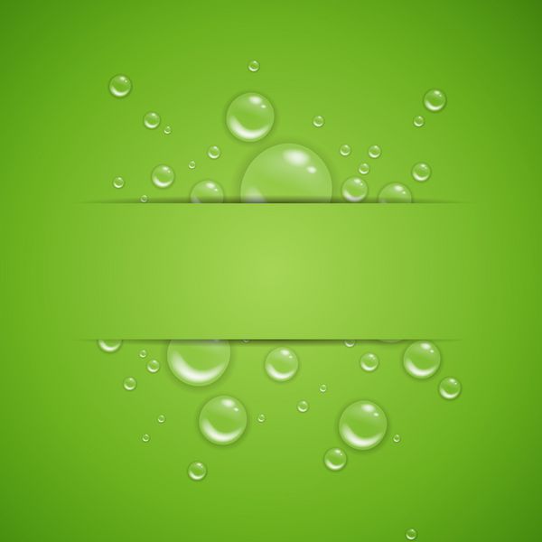 وکتور از قطرات آب در پس زمینه سبز