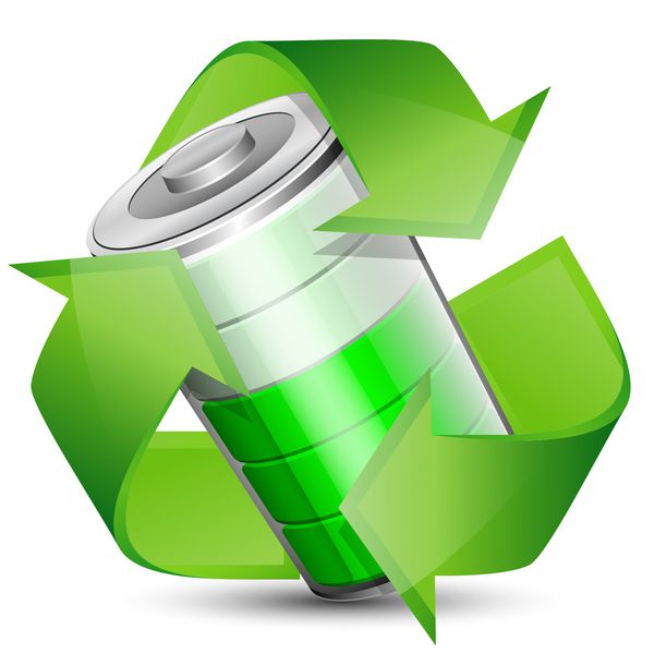 باتری با نماد بازیافت - مفهوم انرژی تجدیدپذیر وکتور i