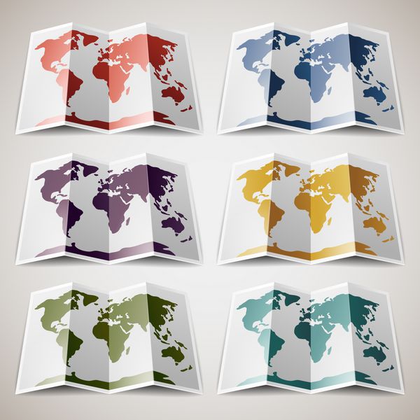 مجموعه ای از نقشه های رترو رنگی جهان