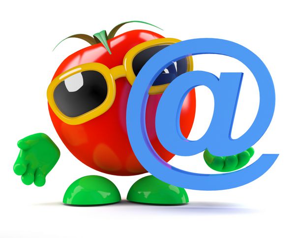 گوجه فرنگی با نماد ایمیل