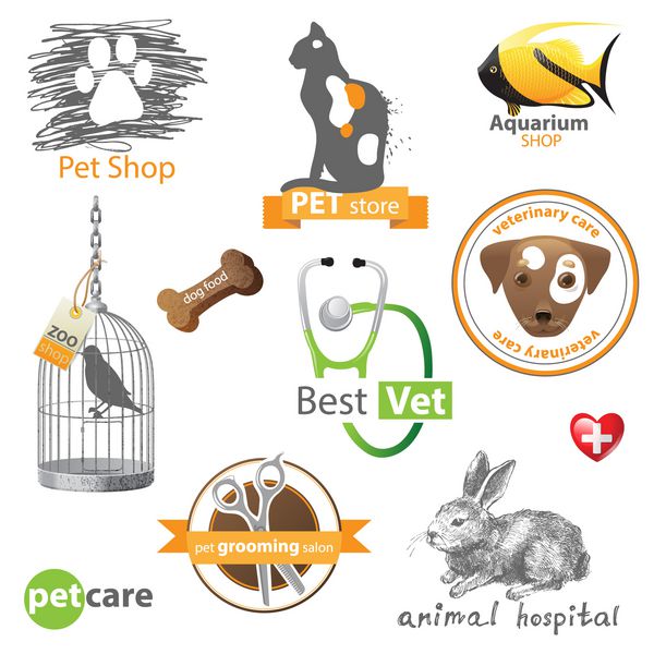 نمادهای حیوانات خانگی و عناصر طراحی