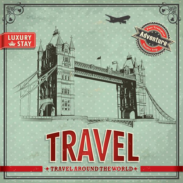 پوستر قدیمی سفر در لندن برای تعطیلات