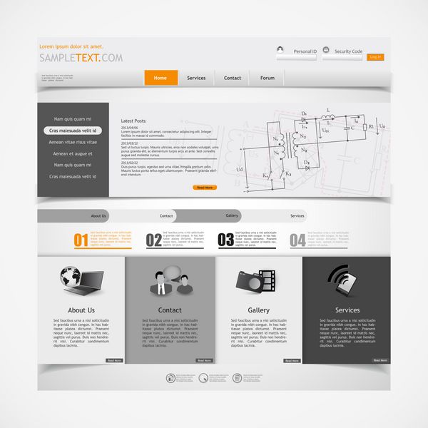 قالب طراحی وب سایت با تصویر شماتیک الکترونیک