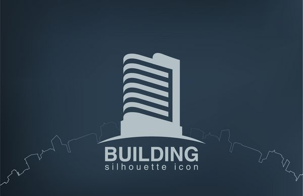 آرم ساختمان مدرن آسمان خراش لوگوی املاک و مستغلات