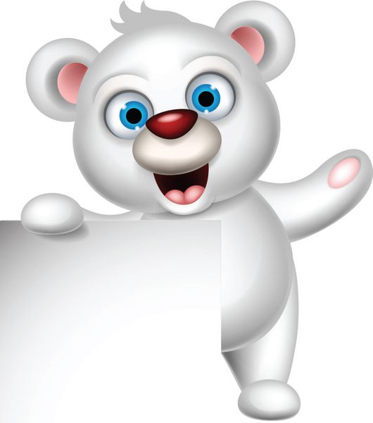 کارتون خرس قطبی زیبا که علامت خالی را در دست دارد