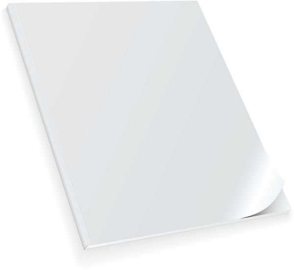 مجله خالی بسته با جلد مجعد جدا شده روی سفید