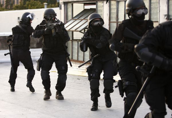افسران SWAT با تجهیزات کامل تاکتیکی