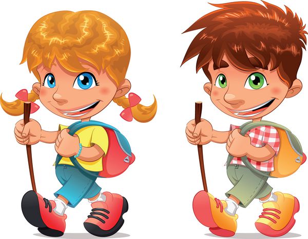 پسر و دختر کوهنوردی شخصیت های جدا شده وکتور و کارتونی