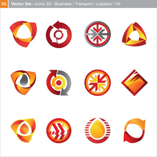 نمادهای برداری مجموعه سه بعدی برای تجارت حمل و نقل تدارکات نفت