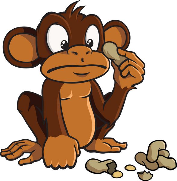 میمون کارتونی با بادام زمینی